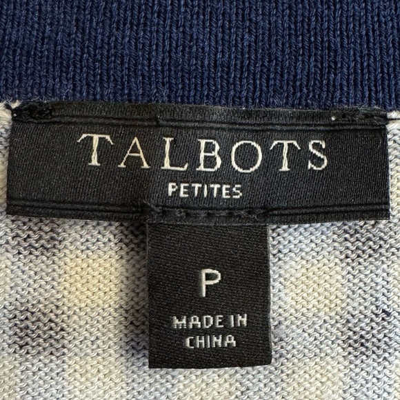 Talbots Cardigan Sweater Top 2 Pc SET Petite P 3/4 Sleeves Blue White Checkered - Picture 12 of 13